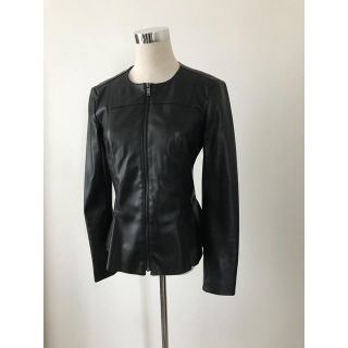 ザラ(ZARA)の美品 ZARA フェイクレザージャケット ノーカラー(レザージャケット)