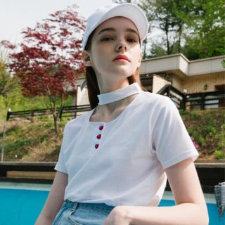 ミックスエックスミックス(mixxmix)のHeart club 16SS ハートチョーカーボタントップ (Tシャツ(半袖/袖なし))