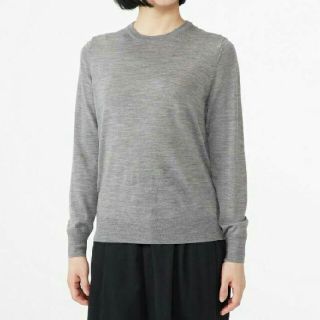 ムジルシリョウヒン(MUJI (無印良品))の◎最新◎新品◎無印良品ウールシルク洗えるクルーネックセーター／グレー／L(ニット/セーター)