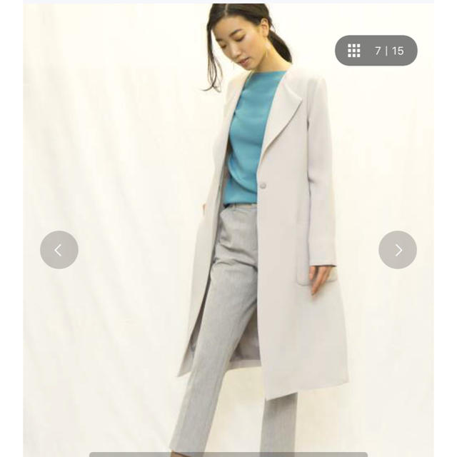 TONALトーナル★ノーカラーガウンコート36★ホワイト★ユナイテッドアローズ 美品 TONAL ストレッチ ノーカラーガウンコート(38)