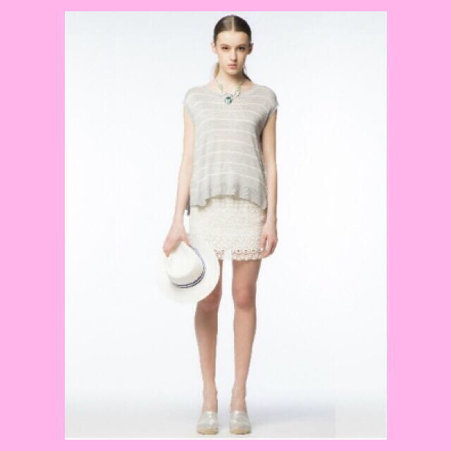 MERCURYDUO(マーキュリーデュオ)のクロシェレースボーダータイトスカート♡ レディースのスカート(ミニスカート)の商品写真