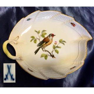 マイセン(MEISSEN)のa-moll様 Meissen マイセン ボタン剣 皿 鳥 リーフディッシュ(食器)