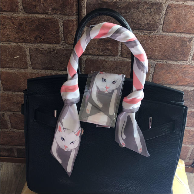 ミニ猫ツイリースカーフ2本セット エルメス好きさん レディースのファッション小物(バンダナ/スカーフ)の商品写真