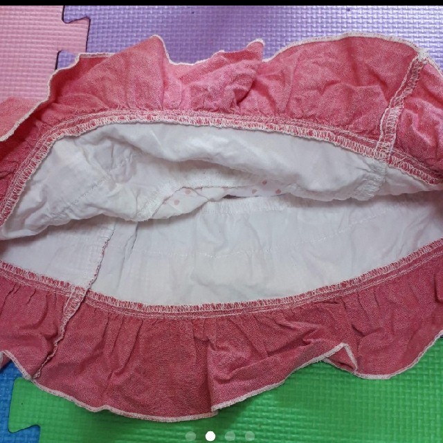 水玉チェック3段フリル スカート 95cm 女の子 キッズ/ベビー/マタニティのキッズ服女の子用(90cm~)(スカート)の商品写真