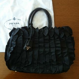 PRADA プラダ   ハンドバッグ BN1728 ナイロン   ヴァイオレット ゴールド金具  フリル トートバッグ 【本物保証】