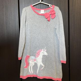 ジンボリー(GYMBOREE)のgymboreeジンボリー 4T ニットワンピースピンクグレー110ユニコーン(ワンピース)