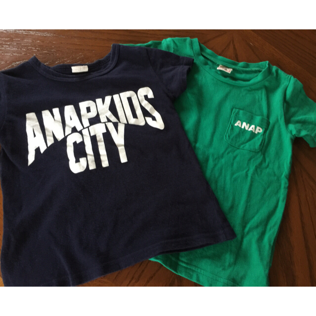 ANAP Kids(アナップキッズ)のチビＴシャツ  ネイビー・グリーン 110㎝ セット キッズ/ベビー/マタニティのキッズ服女の子用(90cm~)(Tシャツ/カットソー)の商品写真