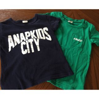 アナップキッズ(ANAP Kids)のチビＴシャツ  ネイビー・グリーン 110㎝ セット(Tシャツ/カットソー)