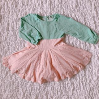 ピーチアンドクリーム(Peach & Cream)の値下げしました！！800円→650円！韓国子供服 バイカラーワンピース(ワンピース)