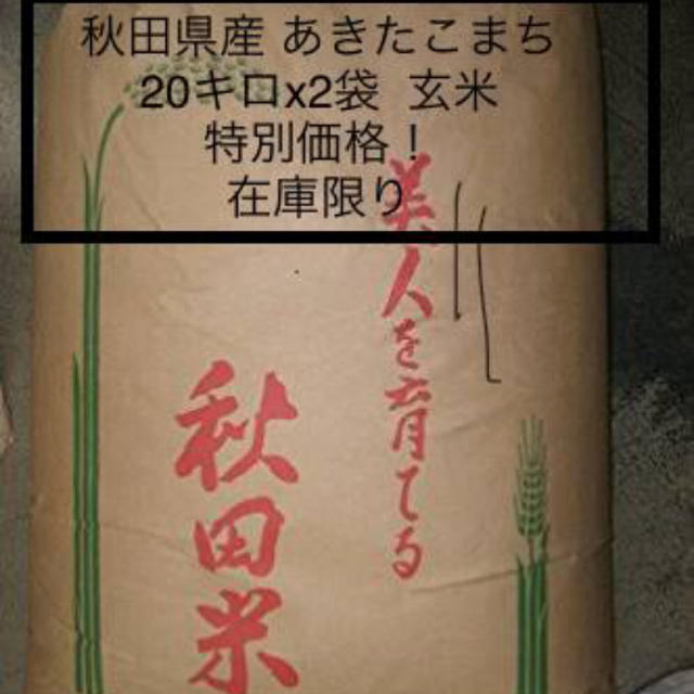 食品秋田県産 あきたこまち 40キロ 玄米