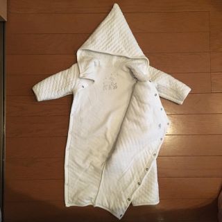 プチバトー(PETIT BATEAU)のプチバトー  小人 とんがりフード 白(カバーオール)