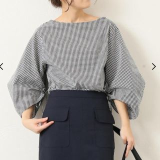 スピックアンドスパン(Spick & Span)の専用 ギンガムソデシャーリングブラウス【ブラック】(シャツ/ブラウス(長袖/七分))