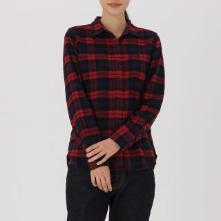 ムジルシリョウヒン(MUJI (無印良品))の無印良品　チェックシャツ　ネルシャツ　赤　ネイビー(Tシャツ(長袖/七分))