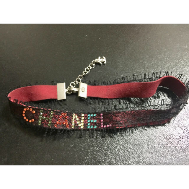 ★CHANEL★ シャネル レザー レース ストーン チョーカー