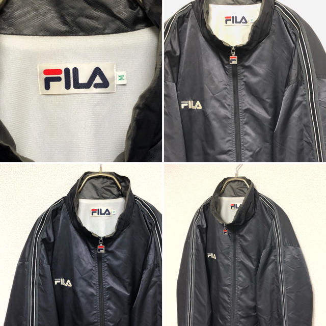 FILA(フィラ)の【90s】FILA ロゴ ナイロンジャケット メンズ L 廃盤 グレー 古着 メンズのジャケット/アウター(ナイロンジャケット)の商品写真