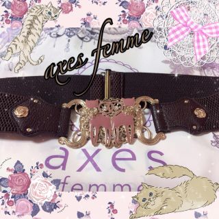 アクシーズファム(axes femme)の猫ちゃんモチーフのバックルゴムベルト＊美品(ベルト)