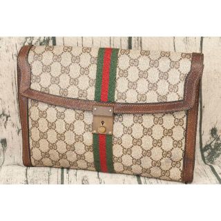 グッチ(Gucci)の良品　70年代 オールドグッチ 縦型シェリーライン クラッチ 金具(クラッチバッグ)