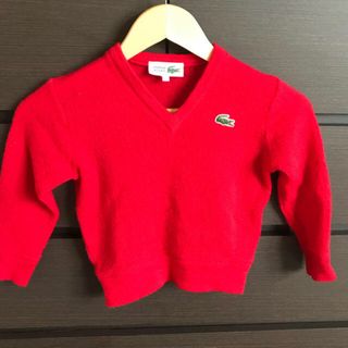 ラコステ(LACOSTE)の美品ラコステでかロゴVネックセーター(ニット)