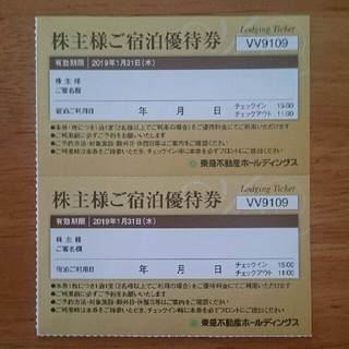東急ハーヴェスト、リゾートホテル宿泊優待券 2枚セット☆東急不動産(宿泊券)