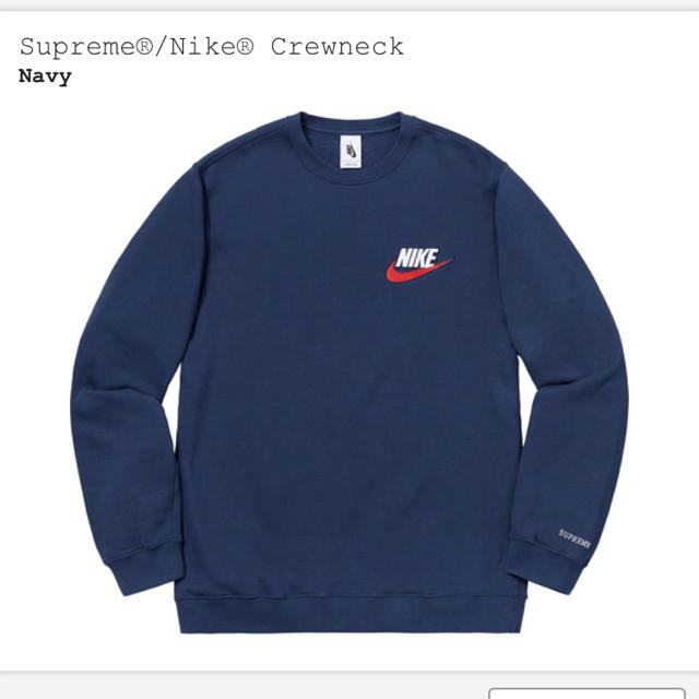 新品 ネイビー L supreme/Nike crewneck