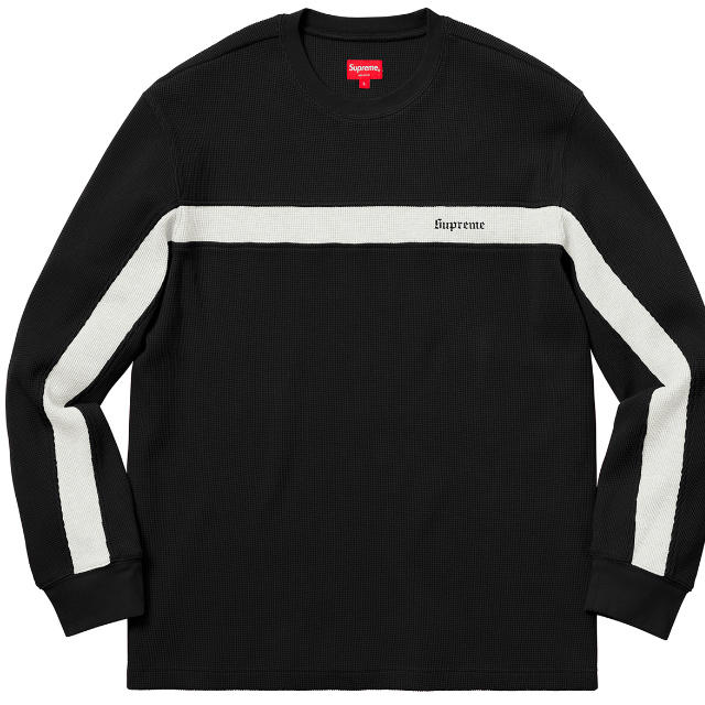 BlackSIZEsupreme Panel Stripe Waffle Thermal