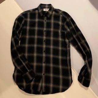 サンローラン(Saint Laurent)のサンローランパリsaint Laurent parisチェックシャツ黒36美中古(シャツ)