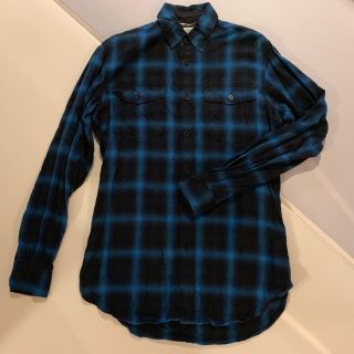 サンローラン(Saint Laurent)のサンローランパリsaint Laurent parisキムタクチェックシャツ青(シャツ)