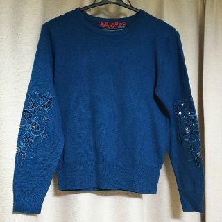 フリフ(ふりふ)のふりふ 刺繍ニット ブルーグリーン(ニット/セーター)