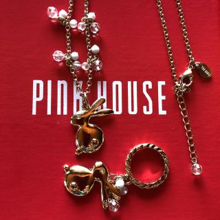 ピンクハウス(PINK HOUSE)のうさぎネックレス&リングセット🐇(ネックレス)