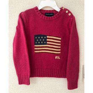 ラルフローレン(Ralph Lauren)のRalph Lauren ピンク星条旗柄コットンセーター(18M)(ニット)