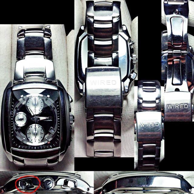 WIRED(ワイアード)の【訳あり】SEIKO ワイアード メンズ クロノグラフ 文字盤ブラック スクエア メンズの時計(腕時計(アナログ))の商品写真