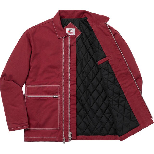 S 赤 supreme NIKE double zip work jacket