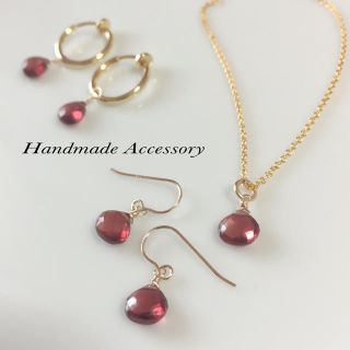 2点イヤリング&ネックレス♡宝石質モザンビークガーネット(ピアス)