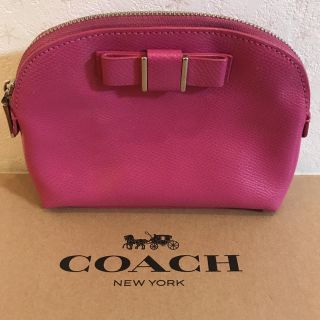 コーチ(COACH)のCOACH リボン ポーチ ピンク メークポーチ(ポーチ)