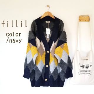 メルロー(merlot)の秋冬新作＊fillil レトロなニットカーディガン(カーディガン)