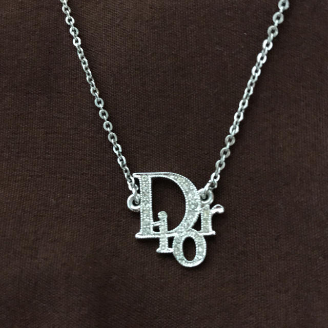 【美品】Dior ディオール ネックレス Diorロゴ ライトストーン 刻印有