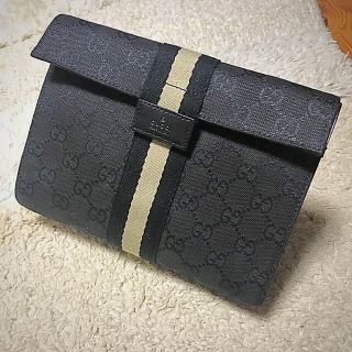 グッチ(Gucci)の美品♡GUCCI♡キャンバスポーチ♡ベルクロフラップ♡(ポーチ)