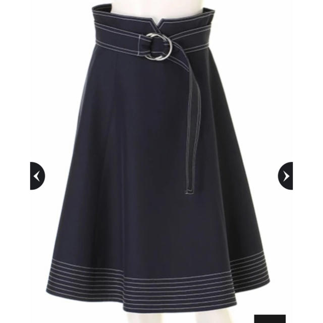 Apuweiser-riche(アプワイザーリッシェ)の配色ステッチフレアスカート レディースのスカート(ひざ丈スカート)の商品写真