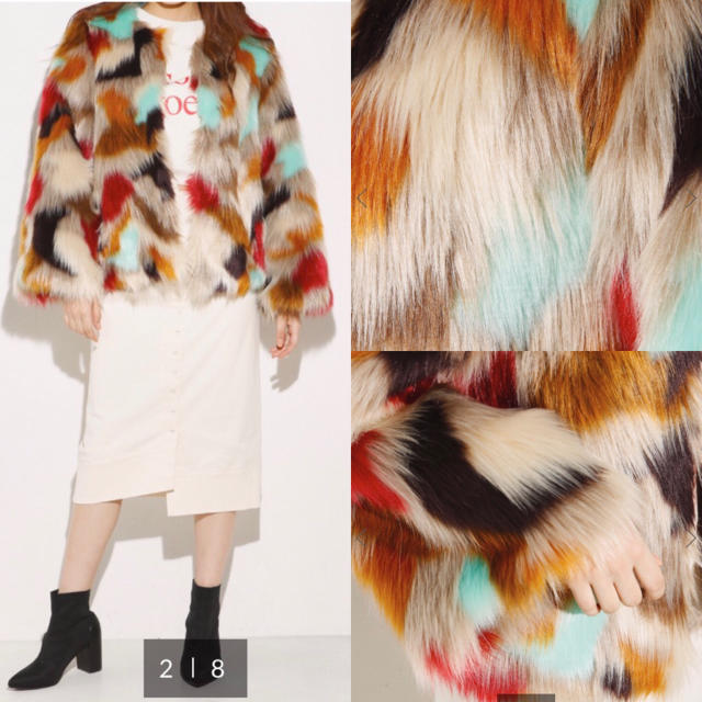 SLY新品MESSY FAUX FUR COATマルチカラーファーコート1完売