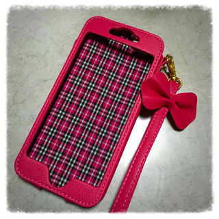 iPhone6ケース☆ピンクリボン☆合皮(モバイルケース/カバー)