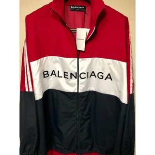 バレンシアガ(Balenciaga)のBALENCIAGA バレンシアガ トラックジャケット 37 ポプリン ロゴ 赤(ナイロンジャケット)