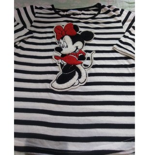 ディズニー(Disney)のミニマウス、ボーダー、6分袖長Tシャツ(Tシャツ/カットソー)