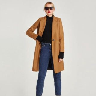 ザラ(ZARA)のZARA メンズ風ウールオーバーコート キャメル(チェスターコート)