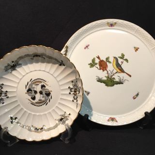 マイセン(MEISSEN)のマイセン ドラゴンと鳳凰 ブラック & ヘレンドロスチャイルドバード トレイ(食器)