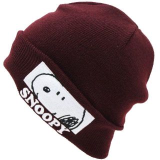 スヌーピー(SNOOPY)のSNOOPY スヌーピー ニット帽子 ワッチ ピーナッツ フェイス★ワイン新品(ニット帽/ビーニー)