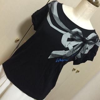 ランバンオンブルー(LANVIN en Bleu)のランバンオンブルー☆チュールリボンTシャツ(38)(Tシャツ(半袖/袖なし))