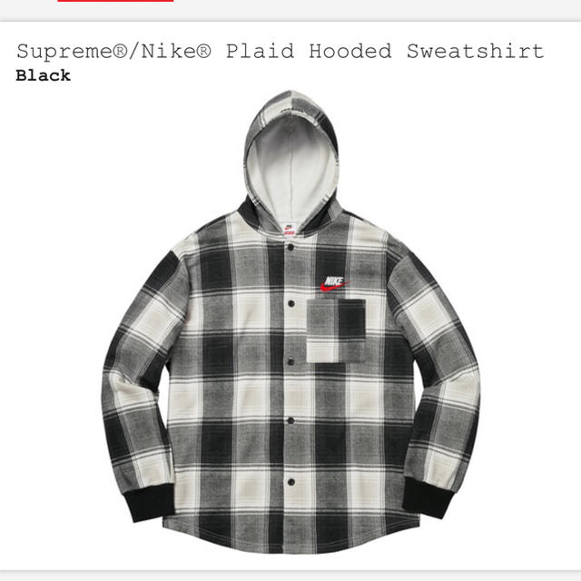 supreme NIKE plaid hooded sweatshirt S