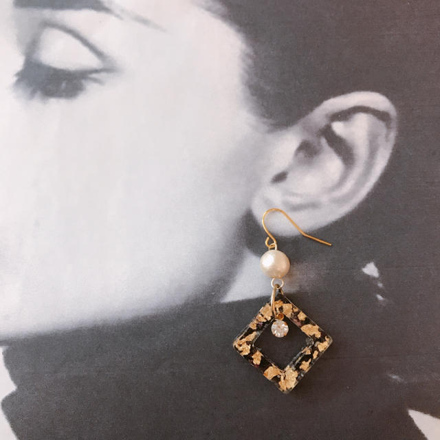 漆黒シリーズ■スクエア ハンドメイドのアクセサリー(ピアス)の商品写真