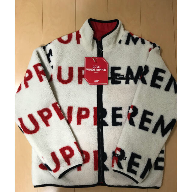 supreme reversible logo fleece jacket L