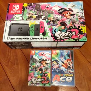 ニンテンドースイッチ(Nintendo Switch)のnintendo switch スプラトゥーン2セット + マリオテニス エース(家庭用ゲーム機本体)